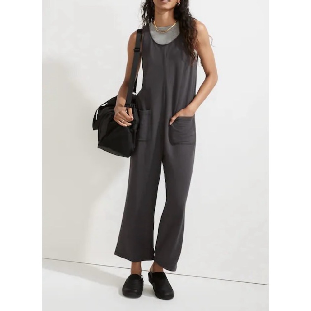 Madewell Superbrushed Pull On Jumpsuit in Black Coal Small MC198